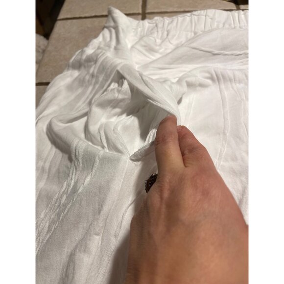 Windhorse Womens White Flowy Boho Cotton Elastic Waist Wide-Leg Pants L/XL - Picture 9 of 17